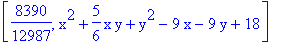 [8390/12987, x^2+5/6*x*y+y^2-9*x-9*y+18]